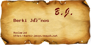 Berki János névjegykártya